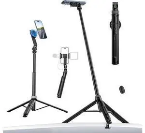 TT88 Magnetic Tripod for iPhone 17 57 Extendable Selfie Stick w Remote 2-in-1 Phone Clip & Dual Cold Shoe Mounts-Lightweight Phone Tripod Stand for Vlogging Travel Video Recording Black TT88 Magnetic Tripod for iPhone 17 57 Extendable Selfie Stick w Remote 2-in-1 Phone Clip & Dual Cold Shoe Mounts-Lightweight Phone Tripod Stand for Vlogging Travel Video Recording Black