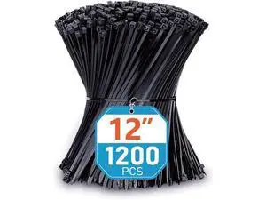 Zip Ties 12 inch (1200 Pack) Black 50lbs Tensile Strength UV Resistant Cable Ties for indoor and outdoor by Zip Ties 12 inch (1200 Pack) Black 50lbs Tensile Strength UV Resistant Cable Ties for indoor and outdoor by