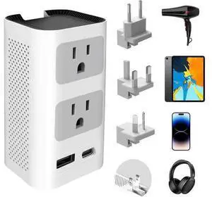 220V to 110V Voltage Converter US to Europe Power Converter European Travel Converter for Hair Dryer Power Converter Adapter Combo with 1 Type C 1 USB A 220V to 110V Voltage Converter US to Europe Power Converter European Travel Converter for Hair Dryer Power Converter Adapter Combo with 1 Type C 1 USB A