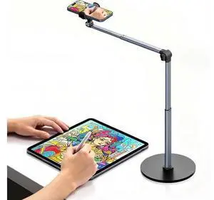 Overhead Tripod for iPhone Heavy Duty Aluminum Overhead Phone Mount Angle & Height Adjustable Telescopic Arm Overhead Phone Stand for Recording Live Streaming Cooking Filming (Clip) Overhead Tripod for iPhone Heavy Duty Aluminum Overhead Phone Mount Angle & Height Adjustable Telescopic Arm Overhead Phone Stand for Recording Live Streaming Cooking Filming (Clip)