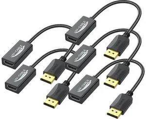 DisplayPort to HDMI Adapter 4K 5-Pack Display Port DP to HDMI Adapter Cable Male to Female Compatible with Computer Monitor TV Projector (5 Black) DisplayPort to HDMI Adapter 4K 5-Pack Display Port DP to HDMI Adapter Cable Male to Female Compatible with Computer Monitor TV Projector (5 Black)