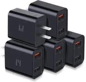 Quick Fast Charge 3.0 USB Wall Charger 5 Pack 30W Dual USB Power Adapter (Fast Charge 3.0&5V 2.4A) Adaptive Fast Charging Block Compatible iPhone 11 XS XR Galaxy S10 S9 Note 10-Black Quick Fast Charge 3.0 USB Wall Charger 5 Pack 30W Dual USB Power Adapter (Fast Charge 3.0&5V 2.4A) Adaptive Fast Charging Block Compatible iPhone 11 XS XR Galaxy S10 S9 Note 10-Black