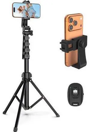 64 Tripod for Cell Phone & Camera Phone Tripod with Remote and Phone Holder Sturdy & Stable Height Adjustable Multi-Angle Shot Selfie Stick Tripod for Video Recording 64 Tripod for Cell Phone & Camera Phone Tripod with Remote and Phone Holder Sturdy & Stable Height Adjustable Multi-Angle Shot Selfie Stick Tripod for Video Recording