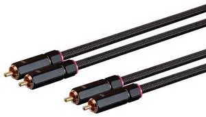 - 138076 Male RCA Two Channel Stereo Audio Cable - 3 Feet - Black Gold Plated Connectors Double Shielded with Copper Braiding - Onix Series - 138076 Male RCA Two Channel Stereo Audio Cable - 3 Feet - Black Gold Plated Connectors Double Shielded with Copper Braiding - Onix Series