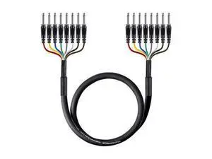 8-Channel 1/4-Inch TS Male to 1/4-Inch TS Male Snake Cable - 6 Feet 26AWG 8 Balanced Mono and Unbalanced Stereo Lines 8-Channel 1/4-Inch TS Male to 1/4-Inch TS Male Snake Cable - 6 Feet 26AWG 8 Balanced Mono and Unbalanced Stereo Lines
