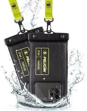 2 Pack Marine - IP68 Waterproof Phone Pouch (Regular Size) Floating Waterproof Phone Case - Beach Cruise Ship Travel Essentials - Works w/All Phones - Detachable Lanyard - Black/Hi-Vis Yellow 2 Pack Marine - IP68 Waterproof Phone Pouch (Regular Size) Floating Waterproof Phone Case - Beach Cruise Ship Travel Essentials - Works w/All Phones - Detachable Lanyard - Black/Hi-Vis Yellow
