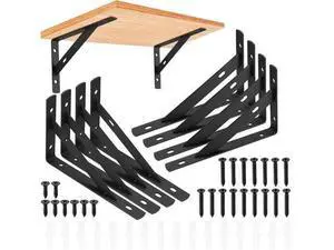 Heavy Duty Shelf Brackets - 8 Pcs L Shaped Metal Wall Mount Shelves Support for Floating Shelves (3.7 x 6 inch) Heavy Duty Shelf Brackets - 8 Pcs L Shaped Metal Wall Mount Shelves Support for Floating Shelves (3.7 x 6 inch)