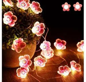 1 Pack Cherry Blossom Flower String Lights 13 FT 40 LEDs for Bedroom Pink Fairy Lights USB and Battery Operated Decorative String Light Indoor Outdoor 1 Pack Cherry Blossom Flower String Lights 13 FT 40 LEDs for Bedroom Pink Fairy Lights USB and Battery Operated Decorative String Light Indoor Outdoor