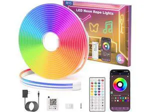 Neon Rope Lights 20Ft RGB LED Strip Lights - App & Remote Control Music Sync IP67 Waterproof Flexible Neon Lights for Bedroom Gaming Party Outdoor Decor Multiple Modes Neon Rope Lights 20Ft RGB LED Strip Lights - App & Remote Control Music Sync IP67 Waterproof Flexible Neon Lights for Bedroom Gaming Party Outdoor Decor Multiple Modes