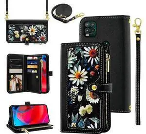 Floral Wallet Case for Moto G Stylus 5G 2021 with Wrist Strap Shoulder Strap Flip Zipper Purse Luxury PU Leather Card Holder Stand Cell Phone Cover for Motorola GStylus G5 XT2131DL Women Black Floral Wallet Case for Moto G Stylus 5G 2021 with Wrist Strap Shoulder Strap Flip Zipper Purse Luxury PU Leather Card Holder Stand Cell Phone Cover for Motorola GStylus G5 XT2131DL Women Black