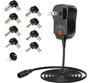 12W Universal 3V 4.5V 5V 6V 7.5V 9V 12V AC DC Adapter Power Supply with 8 Interchangeable Tips for Household Electronics - Max. 1000mA 12W Universal 3V 4.5V 5V 6V 7.5V 9V 12V AC DC Adapter Power Supply with 8 Interchangeable Tips for Household Electronics - Max. 1000mA