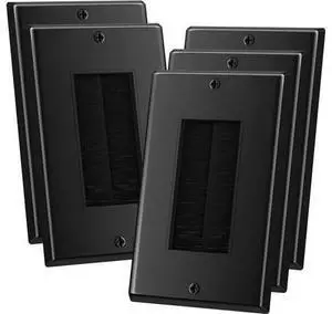 Brush Wall Plate 5 Pack Single Gang Wall Plate Cable Pass Through for Low Voltage Wires Cord Hider for Wall Mount TV Black Brush Wall Plate 5 Pack Single Gang Wall Plate Cable Pass Through for Low Voltage Wires Cord Hider for Wall Mount TV Black