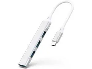 USB C to USB Hub Adapter 4 Port (1 USB 3.0 + 3 USB 2.0) 5Gbps High Speed Data Slim Aluminum Type C Hub for MacBook & USB-C Laptops (Silver) USB C to USB Hub Adapter 4 Port (1 USB 3.0 + 3 USB 2.0) 5Gbps High Speed Data Slim Aluminum Type C Hub for MacBook & USB-C Laptops (Silver)