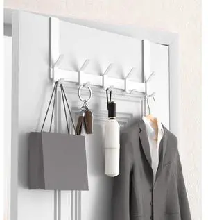 Over The Door Hooks with 7 Extended Arms Fits 1-3/8 Doors J18U Heavy Duty Bathroom & Closet Towel Rack Double-Hooks Hanger 1 Pack Glossy White Over The Door Hooks with 7 Extended Arms Fits 1-3/8 Doors J18U Heavy Duty Bathroom & Closet Towel Rack Double-Hooks Hanger 1 Pack Glossy White