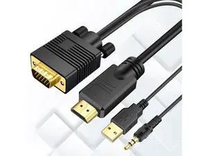 VGA (Sources) to HDMI(Display) Cable 10ft with Audio VGA to HDMI Adapter Cable Compatible Well Witch Computer/Projector/Laptop to Monitor/TV VGA (Sources) to HDMI(Display) Cable 10ft with Audio VGA to HDMI Adapter Cable Compatible Well Witch Computer/Projector/Laptop to Monitor/TV