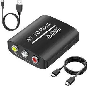 RCA to HDMI AV to HDMI Converter Composite to HDMI Converter Compatible with WII PS One PS2 PS3 STB Xbox VHS VCR Blue-Ray DVD with 3.3ft HDMI Cable RCA to HDMI AV to HDMI Converter Composite to HDMI Converter Compatible with WII PS One PS2 PS3 STB Xbox VHS VCR Blue-Ray DVD with 3.3ft HDMI Cable