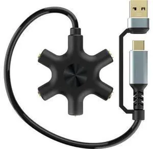 USB A/C to Headphone Splitter 5-Jack 3.5 mm Audio Headphone Stereo Audio Headset Adapter Audio Earbuds Earphones Plug 5 Way 1 Male to 4 Female Splitter with 3.5mm Stereo Cable USB A/C to Headphone Splitter 5-Jack 3.5 mm Audio Headphone Stereo Audio Headset Adapter Audio Earbuds Earphones Plug 5 Way 1 Male to 4 Female Splitter with 3.5mm Stereo Cable