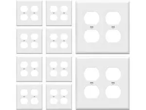 Enerlites 8822-W 2-Gang Duplex Outlet Wall Plate Standard Size Unbreakable Polycarbonate White - 10 Pack Enerlites 8822-W 2-Gang Duplex Outlet Wall Plate Standard Size Unbreakable Polycarbonate White - 10 Pack