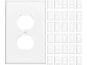 Duplex Receptacle Outlet Covers 30-Pack 1-Gang Mid-Size (4.88 x 3.12) Wall Plates Unbreakable Polycarbonate White Includes Screws UL Listed Duplex Receptacle Outlet Covers 30-Pack 1-Gang Mid-Size (4.88 x 3.12) Wall Plates Unbreakable Polycarbonate White Includes Screws UL Listed