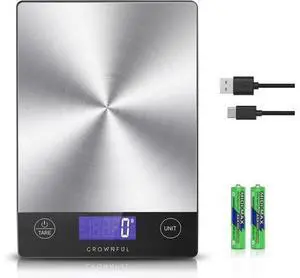 Food Scale 33lb Rechargeable 304 Stainless Steel Digital Kitchen Scale Weight Grams and Ounces with LCD Display and Type-C Charging for Meal Prep Baking and Cooking Food Scale 33lb Rechargeable 304 Stainless Steel Digital Kitchen Scale Weight Grams and Ounces with LCD Display and Type-C Charging for Meal Prep Baking and Cooking