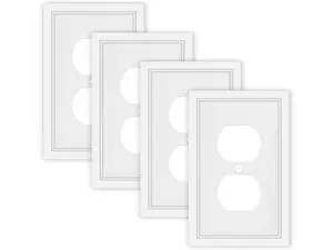 White Decorative Outlet Cover Wall Plates Classic Switch Plates and Outlet Covers Natural Bamboo Fiber Wall Plates for Electrical Outlets Duplex Receptacle Cover - 4 Pack White Decorative Outlet Cover Wall Plates Classic Switch Plates and Outlet Covers Natural Bamboo Fiber Wall Plates for Electrical Outlets Duplex Receptacle Cover - 4 Pack
