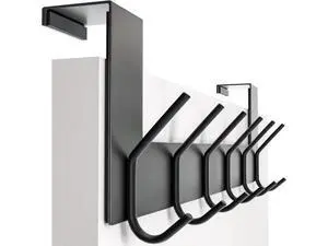 Over The Door Hook - 6 Hooks No Assembly Required Stainless Steel Door Hooks Over Door Coat Rack for Hanging Coats Clothes Hats Robes Black Over The Door Hook - 6 Hooks No Assembly Required Stainless Steel Door Hooks Over Door Coat Rack for Hanging Coats Clothes Hats Robes Black