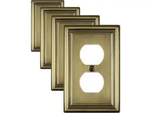 Decorative Metal Wall Plates Switch Plates Outlet Covers (Antique Brass/1 Duplex 4 Pack) Decorative Metal Wall Plates Switch Plates Outlet Covers (Antique Brass/1 Duplex 4 Pack)