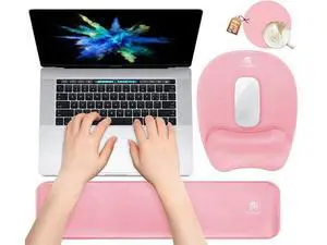 Memory Foam Set Wrist Rest Pad & Mouse Wrist Rest Support Ergonomic Design for Office Home Laptop Desktop Computer Gaming Keyboard - Pink Memory Foam Set Wrist Rest Pad & Mouse Wrist Rest Support Ergonomic Design for Office Home Laptop Desktop Computer Gaming Keyboard - Pink