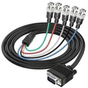 MAYWILLA VGA to BNC Adapter Cable HD15 VGA Male to 5 BNC Male RGBHV Coaxial High Resolution Monitor Breakout Wire for HDTV PC Projector Large Screen Video Conversion Cable-1.5M MAYWILLA VGA to BNC Adapter Cable HD15 VGA Male to 5 BNC Male RGBHV Coaxial High Resolution Monitor Breakout Wire for HDTV PC Projector Large Screen Video Conversion Cable-1.5M