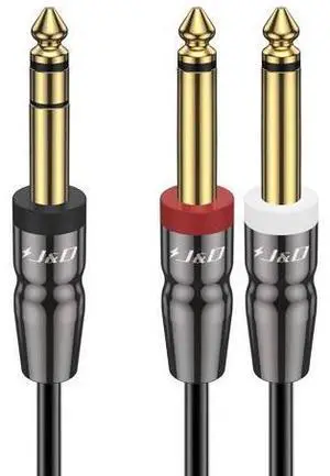 1/4 Inch TRS to Dual TS Cable Gold Plated 6.35mm Stereo Male to 2 Mono Male Y Splitter Breakout Adapter for Audio Interface Mixer Studio Equipment 6 Feet 1/4 Inch TRS to Dual TS Cable Gold Plated 6.35mm Stereo Male to 2 Mono Male Y Splitter Breakout Adapter for Audio Interface Mixer Studio Equipment 6 Feet