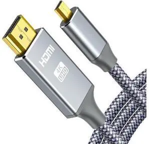 4K Micro HDMI to HDMI Male Cable Adapter 4K@60Hz HDR Nylon Braid Cord for GoPro Hero Zfc RPi A6000 A6300 Camera Video Capture Card Grey 15FT 4K Micro HDMI to HDMI Male Cable Adapter 4K@60Hz HDR Nylon Braid Cord for GoPro Hero Zfc RPi A6000 A6300 Camera Video Capture Card Grey 15FT