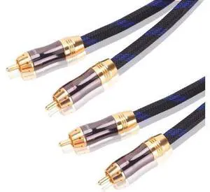 Dual 2RCA Male to 2RCA Male Stereo Audio Cable Double-Shielded (OD 8.0mm) for Amplifiers AV Receivers Hi-Fi System (4 Feet) Dual 2RCA Male to 2RCA Male Stereo Audio Cable Double-Shielded (OD 8.0mm) for Amplifiers AV Receivers Hi-Fi System (4 Feet)