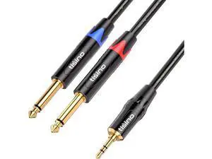 1/8 to 1/4 Stereo Cable 1/8 Inch TRS Stereo to Dual 1/4 inch TS Mono Y-Splitter Cable 3.5mm Aux Mini Jack to Jack Breakout Cord - 3.3 feet 1/8 to 1/4 Stereo Cable 1/8 Inch TRS Stereo to Dual 1/4 inch TS Mono Y-Splitter Cable 3.5mm Aux Mini Jack to Jack Breakout Cord - 3.3 feet