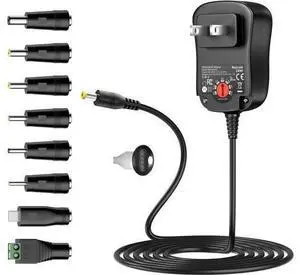 24W Universal AC/DC Adapter Multi-Voltage Regulated Switching Power Supply with 11 Selectable DC Plugs for 3V 4.5V 5V 6V 7.5V 9V 12V LED Strip Light CCTV Camera Speaker Router 2A Max 24W Universal AC/DC Adapter Multi-Voltage Regulated Switching Power Supply with 11 Selectable DC Plugs for 3V 4.5V 5V 6V 7.5V 9V 12V LED Strip Light CCTV Camera Speaker Router 2A Max