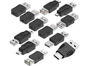 USB 2.0 Adapter Set USB/Type C/Micro/Mini Male to Female Converter Connector (12 pcs) USB 2.0 Adapter Set USB/Type C/Micro/Mini Male to Female Converter Connector (12 pcs)