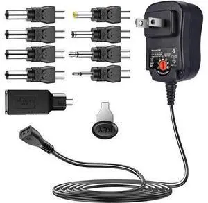 12W Universal AC Adapter Reversible Polarity Multi Voltage DC Power Supply with 9pcs Adaptor Tips Compatible with 3V to 12V Household Electronics 1.2Amp Output 12W Universal AC Adapter Reversible Polarity Multi Voltage DC Power Supply with 9pcs Adaptor Tips Compatible with 3V to 12V Household Electronics 1.2Amp Output