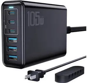 105W USB C Fast Charger 6-Port Desktop GaN USB Charging Station Hub USB C Charger Block Wall Charger for iPhone 17/16/15/14/13/12/11 iPad and More (Cable Organizer Included) 105W USB C Fast Charger 6-Port Desktop GaN USB Charging Station Hub USB C Charger Block Wall Charger for iPhone 17/16/15/14/13/12/11 iPad and More (Cable Organizer Included)