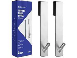 Extended (7-Inch) Over Door Hooks for Bathroom Frameless Glass Shower Door Towel Hooks 2-Pack Silver Extended (7-Inch) Over Door Hooks for Bathroom Frameless Glass Shower Door Towel Hooks 2-Pack Silver