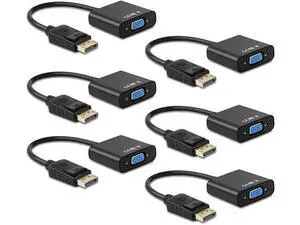Display Port to VGA Multi-Pack Gold-Plated DisplayPort to VGA Converter Adapter (Male to Female) for Computer Desktop Laptop PC Monitor Projector HDTV and More (6-Pack) Display Port to VGA Multi-Pack Gold-Plated DisplayPort to VGA Converter Adapter (Male to Female) for Computer Desktop Laptop PC Monitor Projector HDTV and More (6-Pack)
