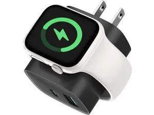Charging Blocks for Smart Watch 3-in-1 PD 20W USB C Charger Block with Built-in Wireless Watch Charging Dual Ports Wall Charger Compatible with iPhone AirPods iWatch Black Charging Blocks for Smart Watch 3-in-1 PD 20W USB C Charger Block with Built-in Wireless Watch Charging Dual Ports Wall Charger Compatible with iPhone AirPods iWatch Black