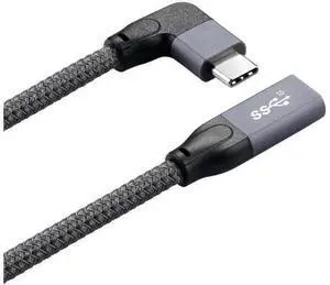 Left Right Angled USB-C USB 3.1 Type C Male to Female Extension Data Cable with Sleeve for Laptop UC-238-RI Left Right Angled USB-C USB 3.1 Type C Male to Female Extension Data Cable with Sleeve for Laptop UC-238-RI