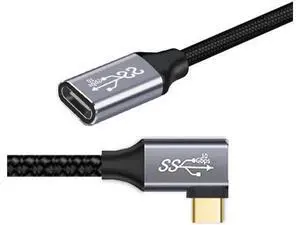 Left and Right Angled USB-C USB 3.1 Type C Male to Female Extension Data Cable 10Gbps 100W with Sleeve for Laptop 3.3 Feet Left and Right Angled USB-C USB 3.1 Type C Male to Female Extension Data Cable 10Gbps 100W with Sleeve for Laptop 3.3 Feet