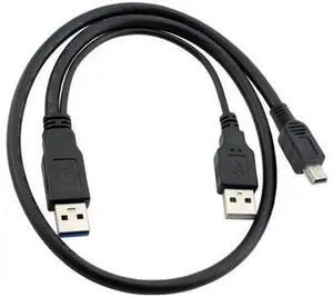 USB2.0 Dual Two A type Male to Mini 5-Pin male Y Cable for Hard Disk Drive Case USB2.0 Dual Two A type Male to Mini 5-Pin male Y Cable for Hard Disk Drive Case