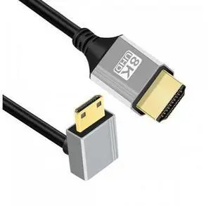 90 Degree Down Angled Mini HDMI 2.1 Ultra Thin HDTV Cable 8K 4K Hyper Super Flexible Slim Cord Type-A to Type-C for Camera HDTV 90 Degree Down Angled Mini HDMI 2.1 Ultra Thin HDTV Cable 8K 4K Hyper Super Flexible Slim Cord Type-A to Type-C for Camera HDTV