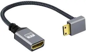 4K Type-C MINI HDMI 1.4 Male 90 Degree Down Angled to HDMI Female Extension Cable for DV MP4 Camera DC Laptop 4K Type-C MINI HDMI 1.4 Male 90 Degree Down Angled to HDMI Female Extension Cable for DV MP4 Camera DC Laptop