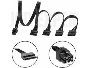 6Pin to 4x SATA 15Pin Straight for HX750i HX850i HX1000i HX1200i Modular PSUs Hard Drive HDD SSD Power Cable 18AWG 50+15+15+15CM 6Pin to 4x SATA 15Pin Straight for HX750i HX850i HX1000i HX1200i Modular PSUs Hard Drive HDD SSD Power Cable 18AWG 50+15+15+15CM