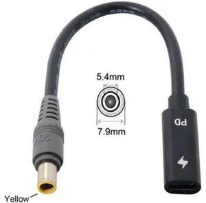 UC-109-7954MM Type C USB-C Female Input to DC 7.9*5.4mm Power PD Charge Cable fit for Laptop 18-20V UC-109-7954MM Type C USB-C Female Input to DC 7.9*5.4mm Power PD Charge Cable fit for Laptop 18-20V