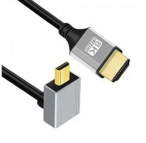 90 Degree Up Angled Micro HDMI 2.1 Ultra Thin HDTV Cable 8K 4K Hyper Super Flexible Slim Cord Type-A to Type-D for Camera HDTV 90 Degree Up Angled Micro HDMI 2.1 Ultra Thin HDTV Cable 8K 4K Hyper Super Flexible Slim Cord Type-A to Type-D for Camera HDTV