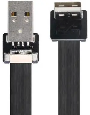 Down Angled USB 2.0 Type-A Male to Type-A Male Data Flat Slim FPC Cable 90 Degree for FPV and Disk and Scanner and Printer 1.5"feet Down Angled USB 2.0 Type-A Male to Type-A Male Data Flat Slim FPC Cable 90 Degree for FPV and Disk and Scanner and Printer 1.5"feet