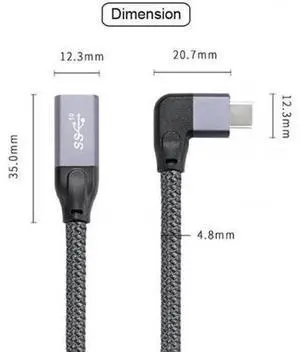 Left Right Angled USB-C USB 3.1 Type C Male to Female Extension Data Cable with Sleeve for Laptop Left Right Angled USB-C USB 3.1 Type C Male to Female Extension Data Cable with Sleeve for Laptop